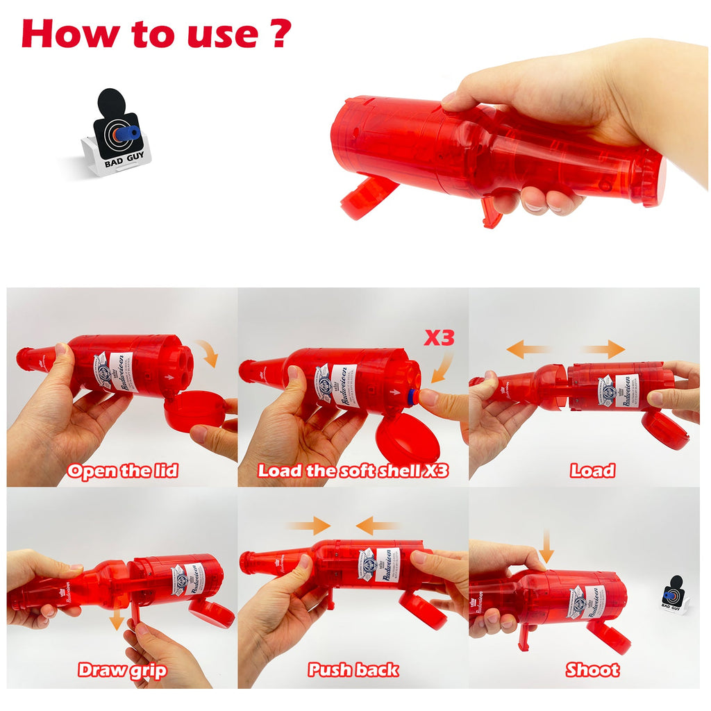Drink Bottle Toy Gun with Foam Dart Bullets, Toy Foam Blaster Guns for Boy & Girl, Soda Blaster Guns Shooting Model,