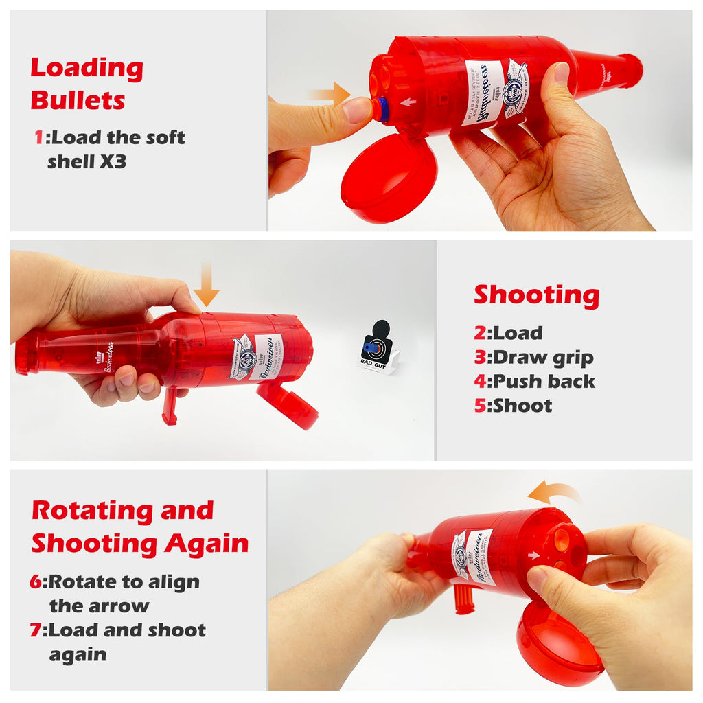 Drink Bottle Toy Gun with Foam Dart Bullets, Toy Foam Blaster Guns for Boy & Girl, Soda Blaster Guns Shooting Model,