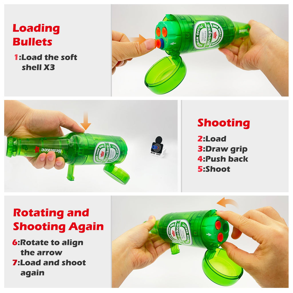 Drink Bottle Toy Gun with Foam Dart Bullets, Toy Foam Blaster Guns for Boy & Girl, Soda Blaster Guns Shooting Model,