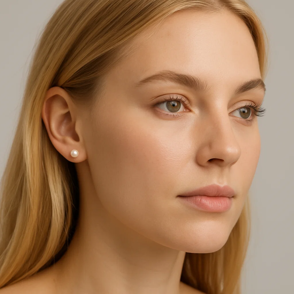 White Freshwater Pearl Stud Earrings 6-7mm