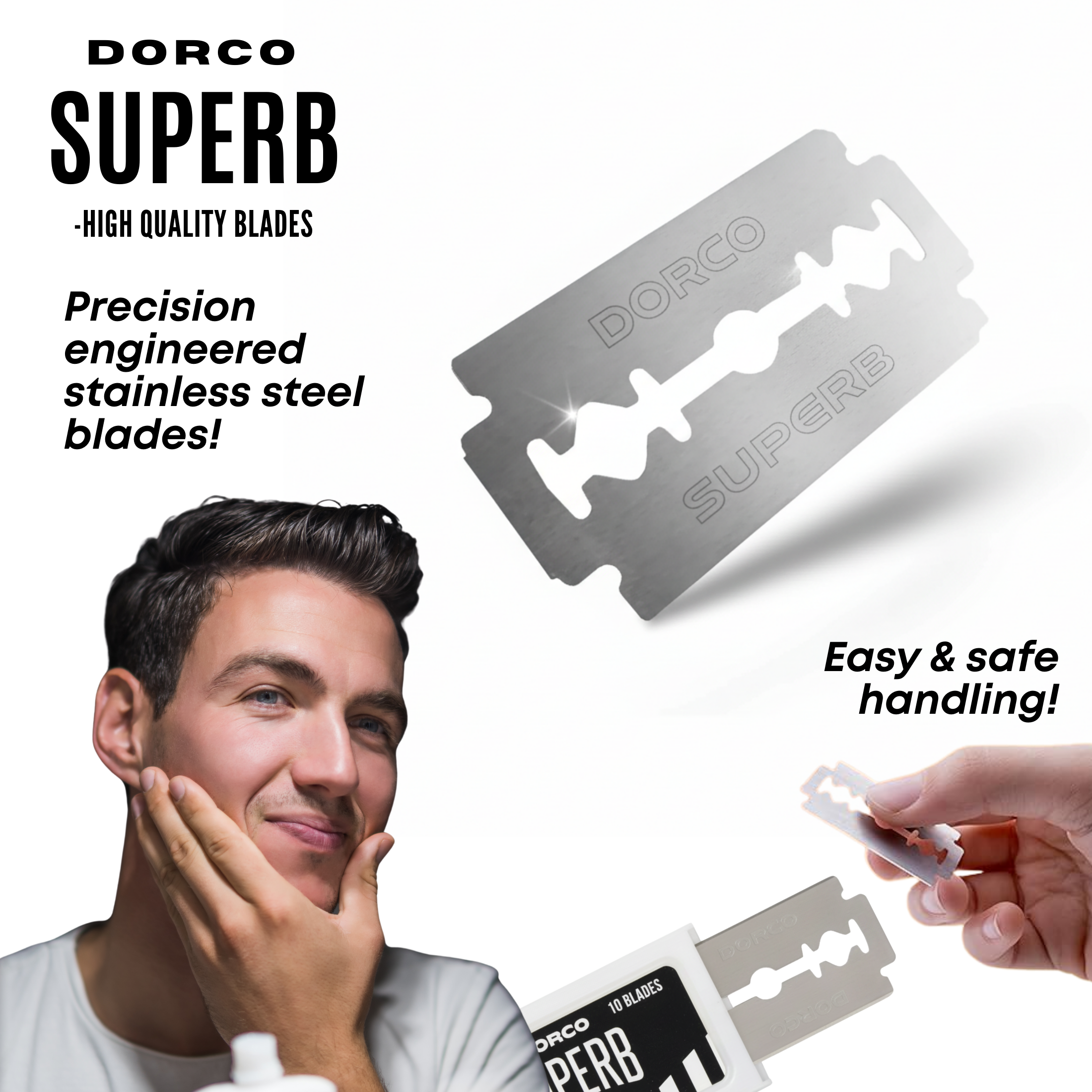 Dorco Superb Premium Blade Display, 10 Count Razor Blade Replacement Packs