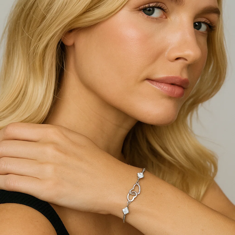 I Love You Bracelet with Cubic Zirconia