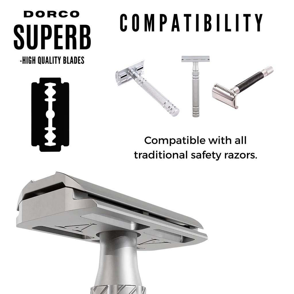 Dorco Superb Premium Blade Display, 10 Count Razor Blade Replacement Packs