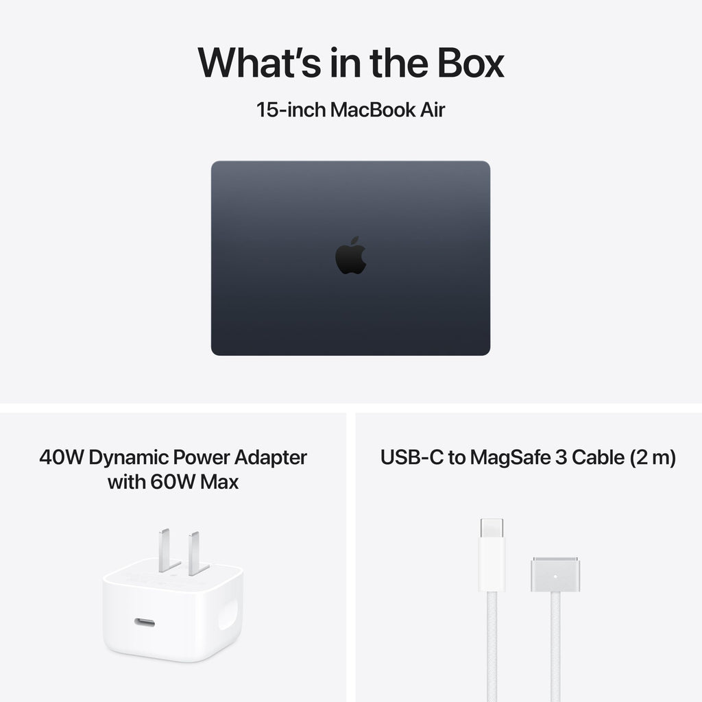 Apple 2026 MacBook Air 15-inch Laptop with M5 chip: Built for AI, 15.3-inch Liquid Retina Display, 16GB Unified Memory, 512GB SSD, 12MP Center Stage Camera, Touch ID, Wi-Fi 7; Midnight