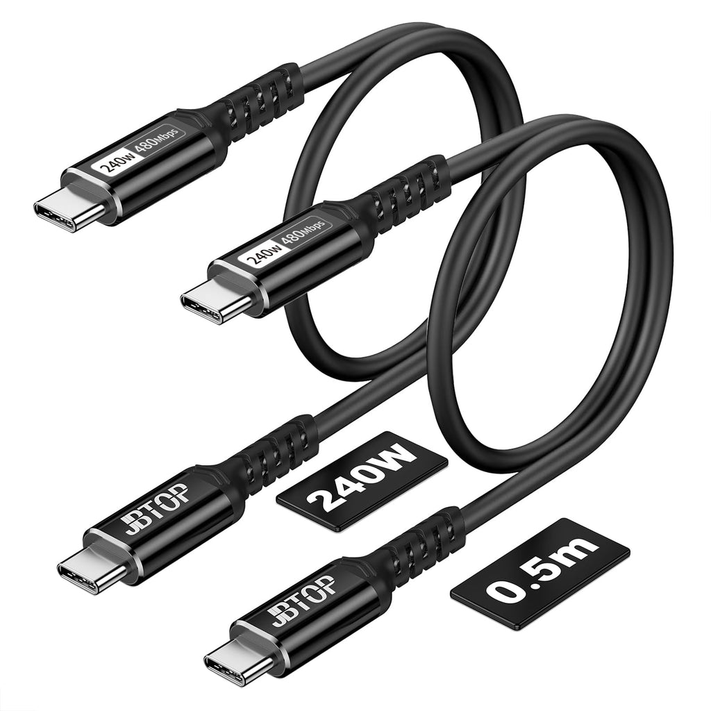 Fast Charging Usb C Cable(1.5Ft, 2Packs) Type C To C Cable Support Pd3.1, Qc 4.0