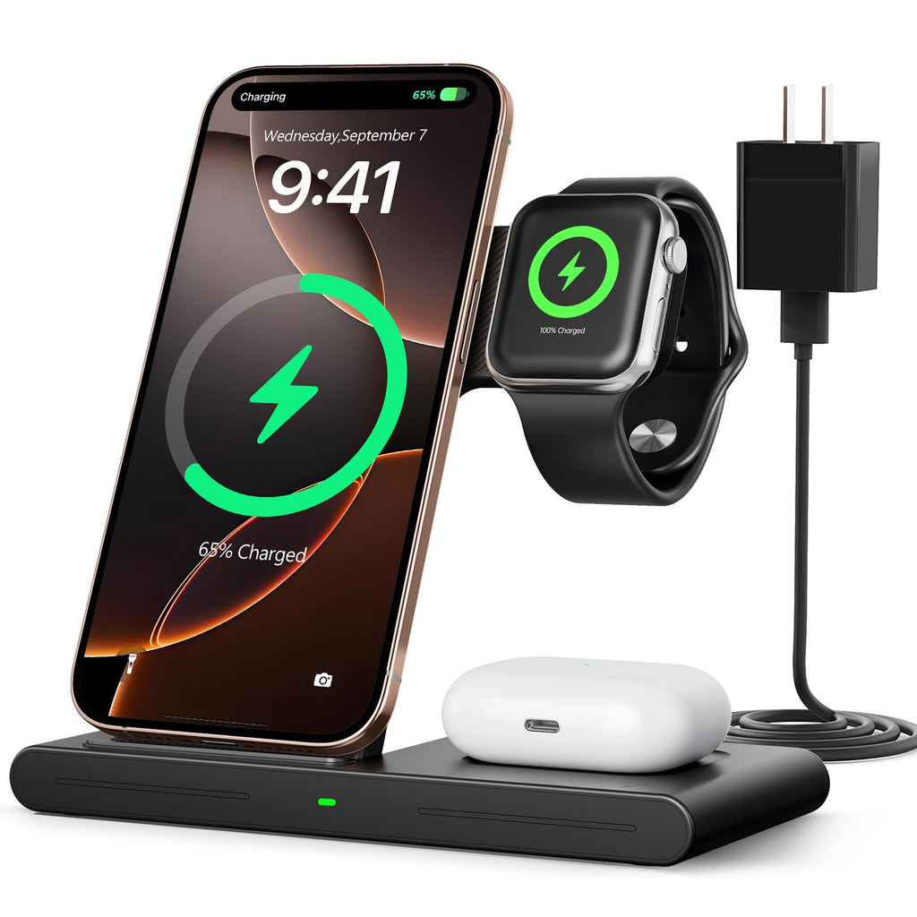 Travel Portable Wireless Fast Charger For Apple & Android Charging Station,3 In
