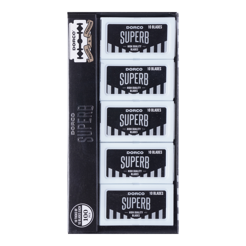 Dorco Superb Premium Blade Display, 10 Count Razor Blade Replacement Packs