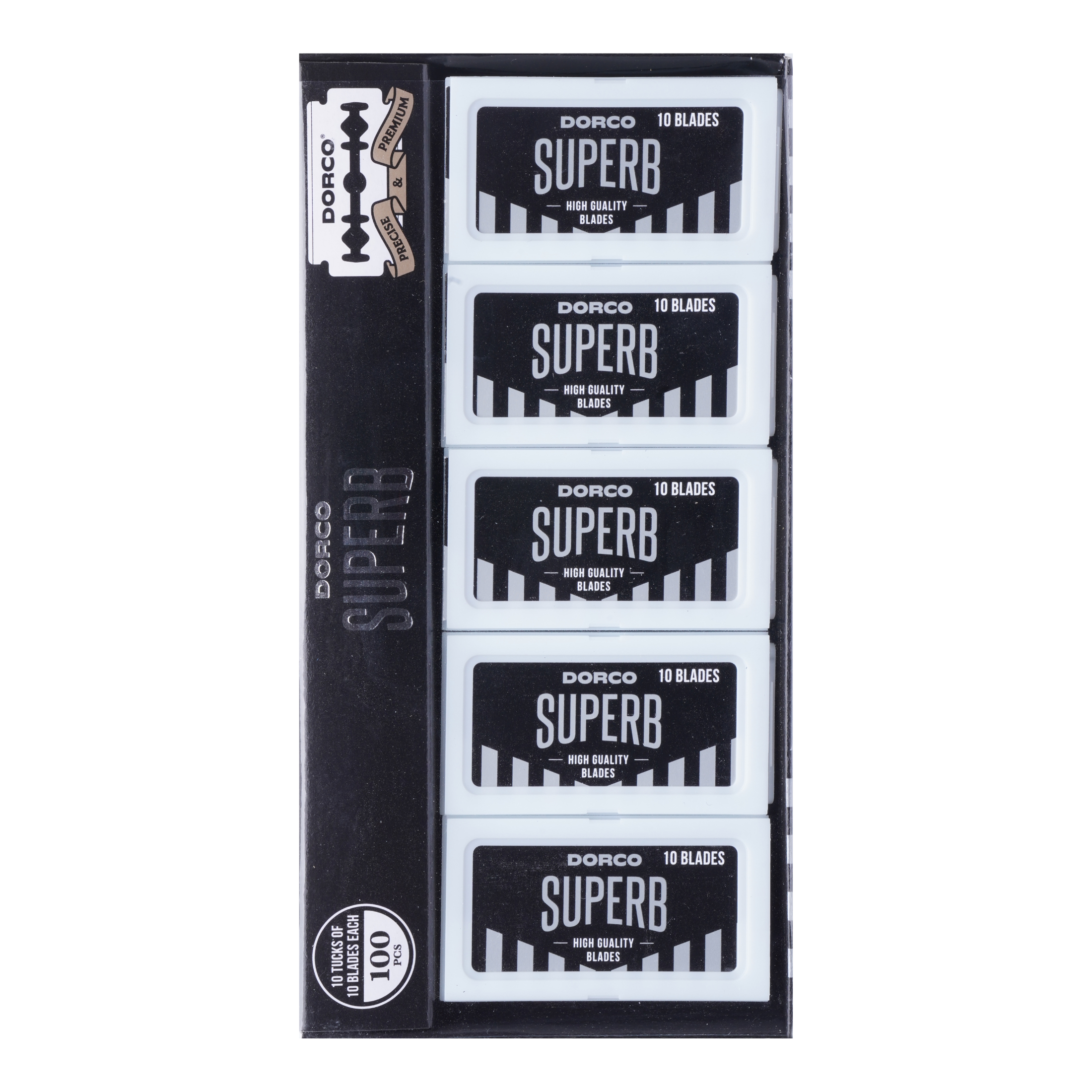 Dorco Superb Premium Blade Display, 10 Count Razor Blade Replacement Packs