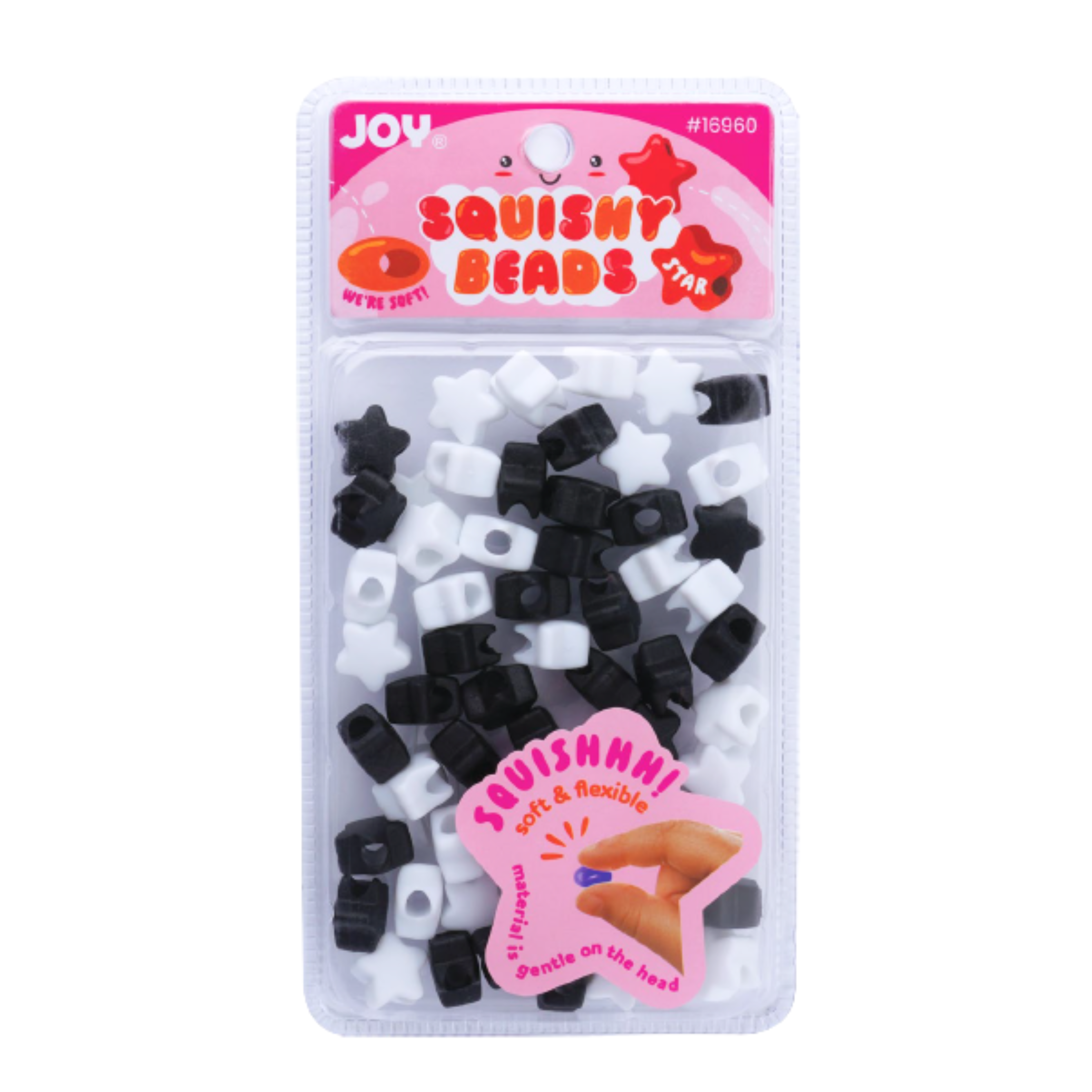 Joy Star Squishy Beads XX-Large, 60 Count, Black & White