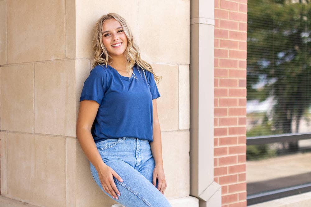 SUMMER IS HERE CREWNECK CUFF TSHIRT IN NAVY