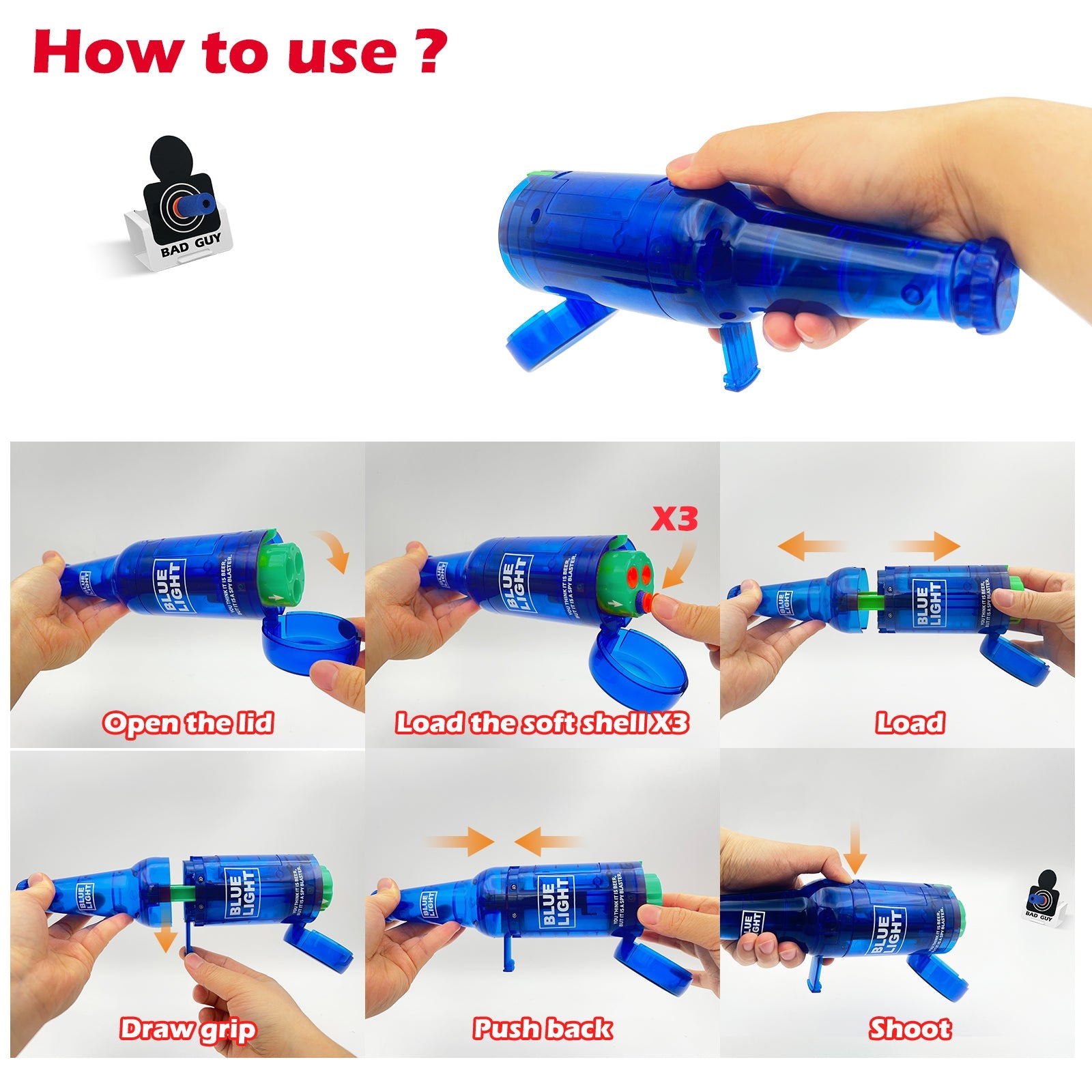 Drink Bottle Toy Gun with Foam Dart Bullets, Toy Foam Blaster Guns for Boy & Girl, Soda Blaster Guns Shooting Model,
