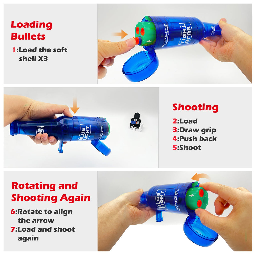 Drink Bottle Toy Gun with Foam Dart Bullets, Toy Foam Blaster Guns for Boy & Girl, Soda Blaster Guns Shooting Model,