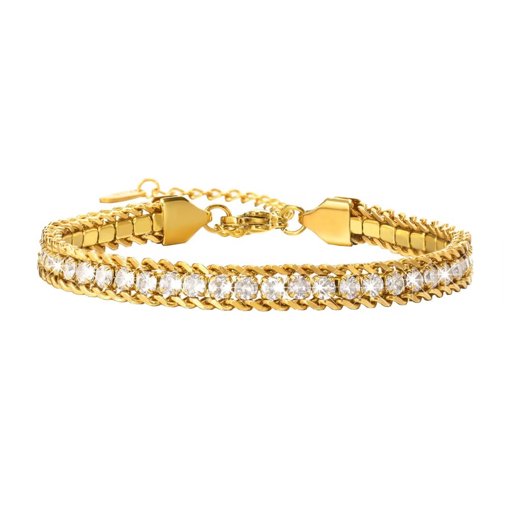 Amelia Sparkle Stack Adjustable CZ Chain Bracelet