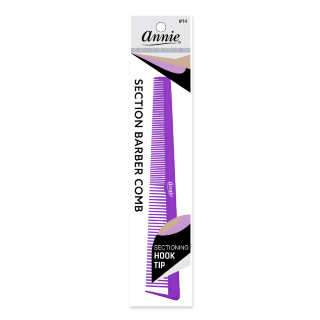 Annie Section Barber Comb with Hook Tip, 1 Count, Assorted