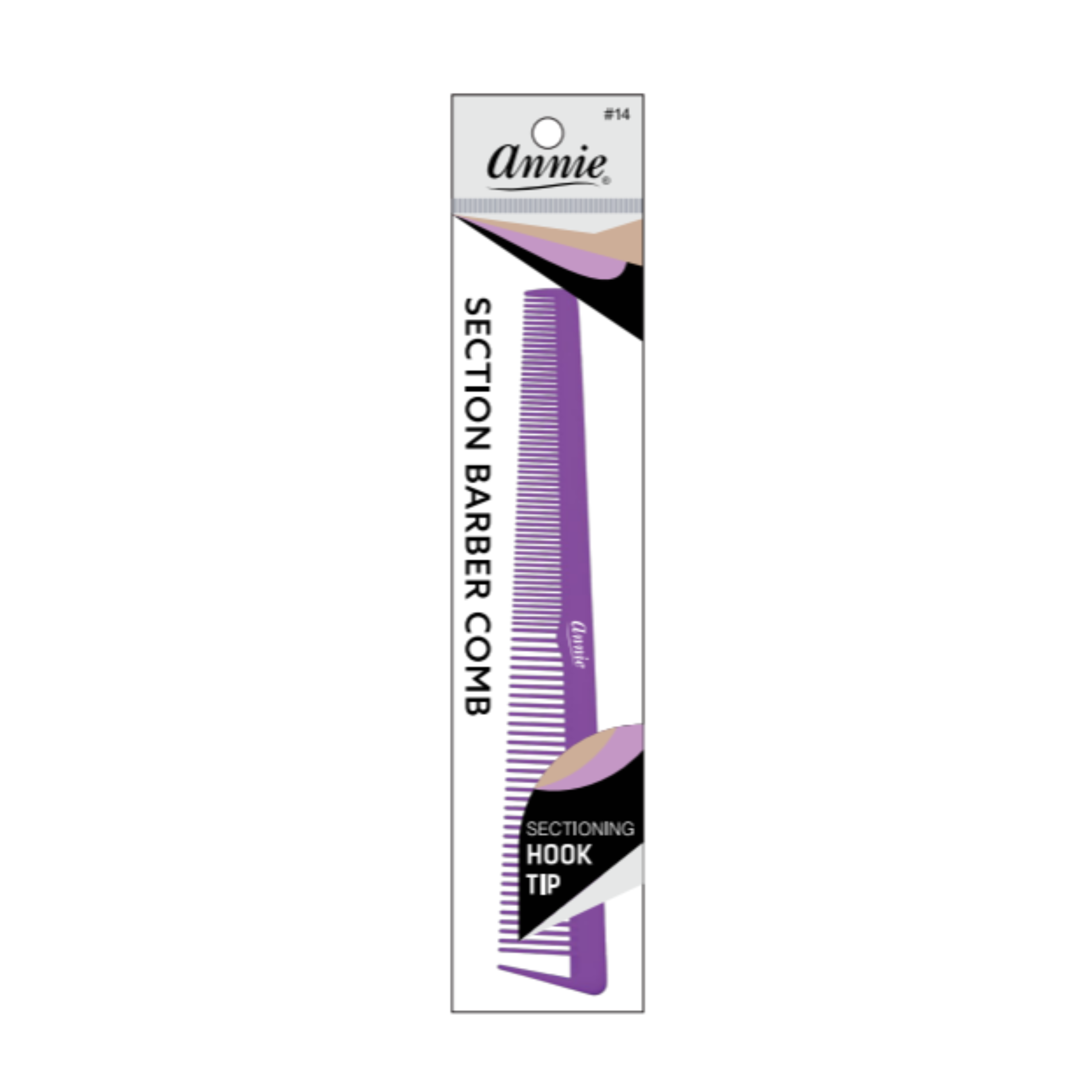 Annie Section Barber Comb with Hook Tip, 1 Count, Assorted