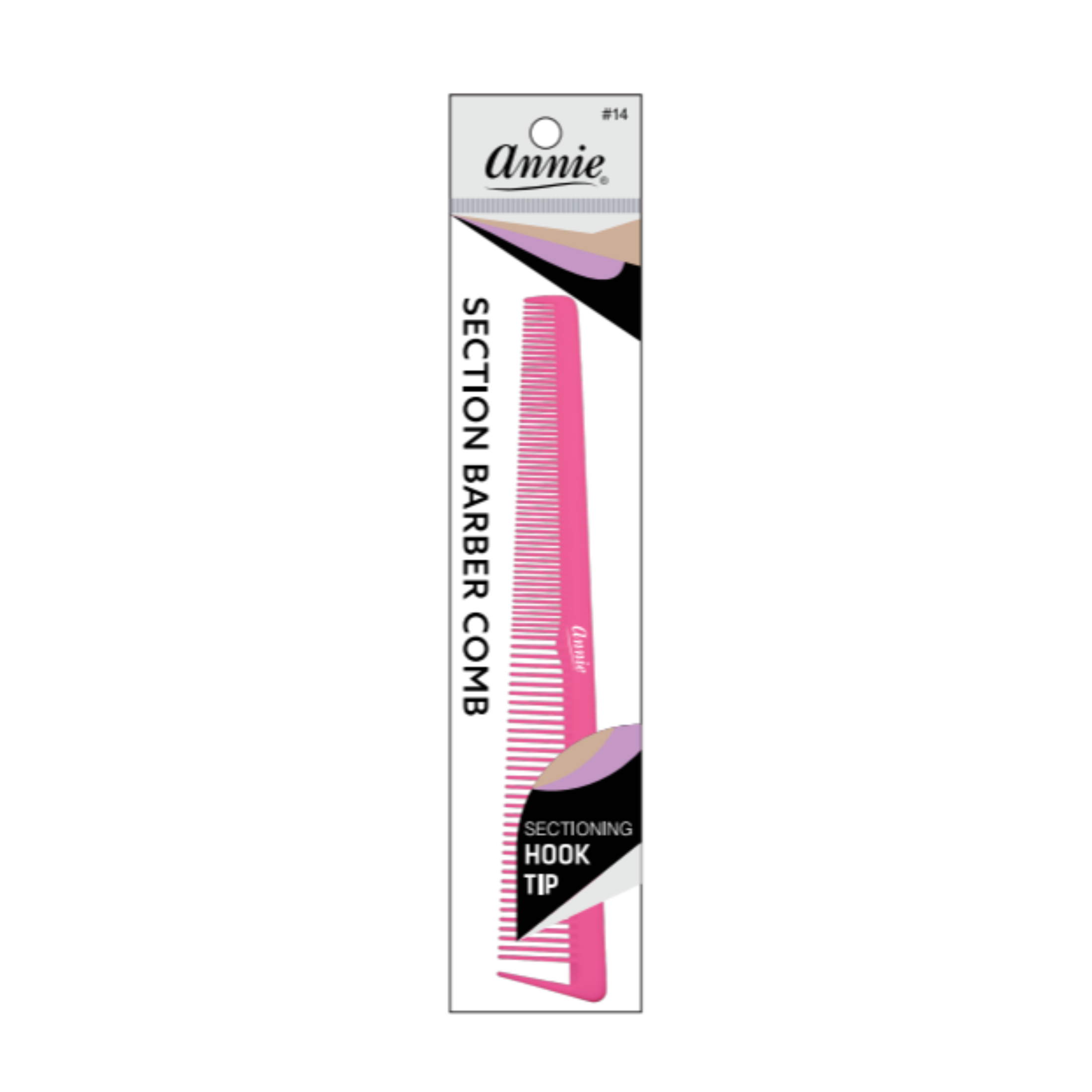 Annie Section Barber Comb with Hook Tip, 1 Count, Assorted