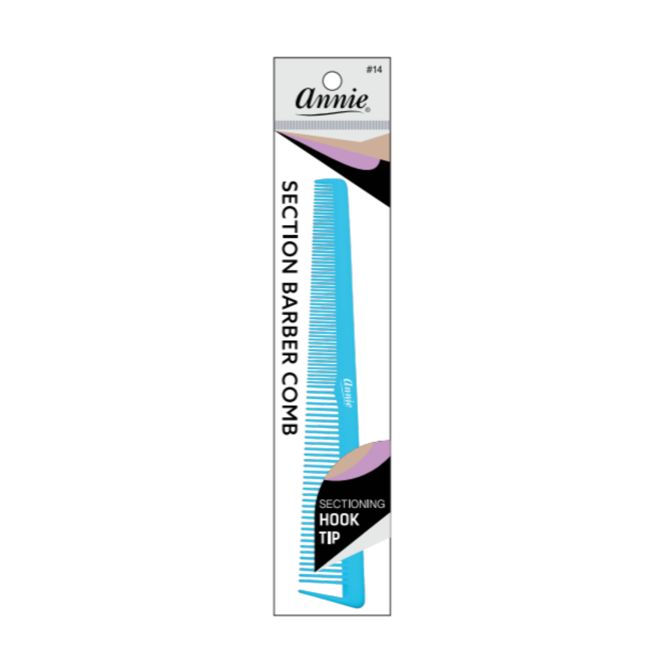 Annie Section Barber Comb with Hook Tip, 1 Count, Assorted