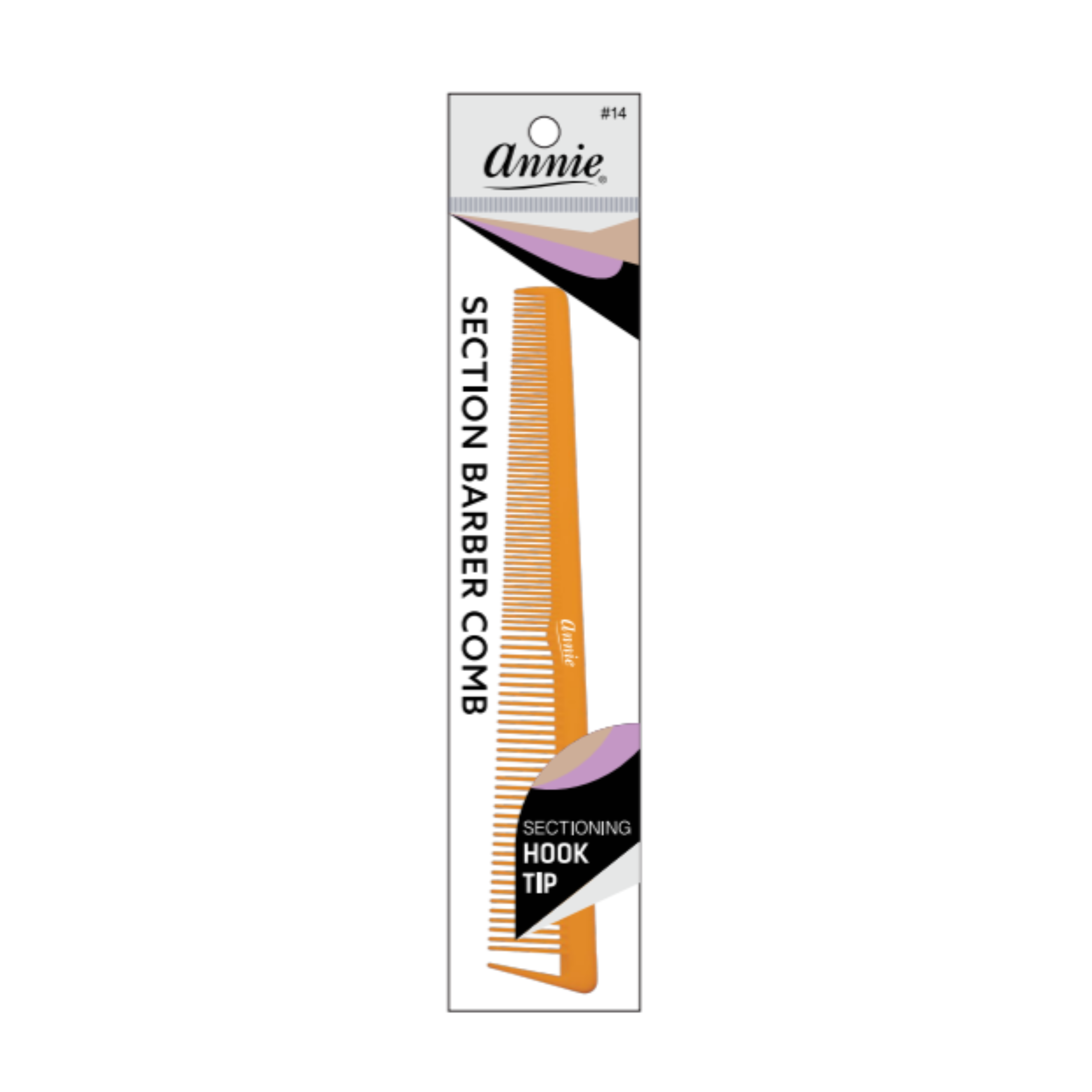 Annie Section Barber Comb with Hook Tip, 1 Count, Assorted