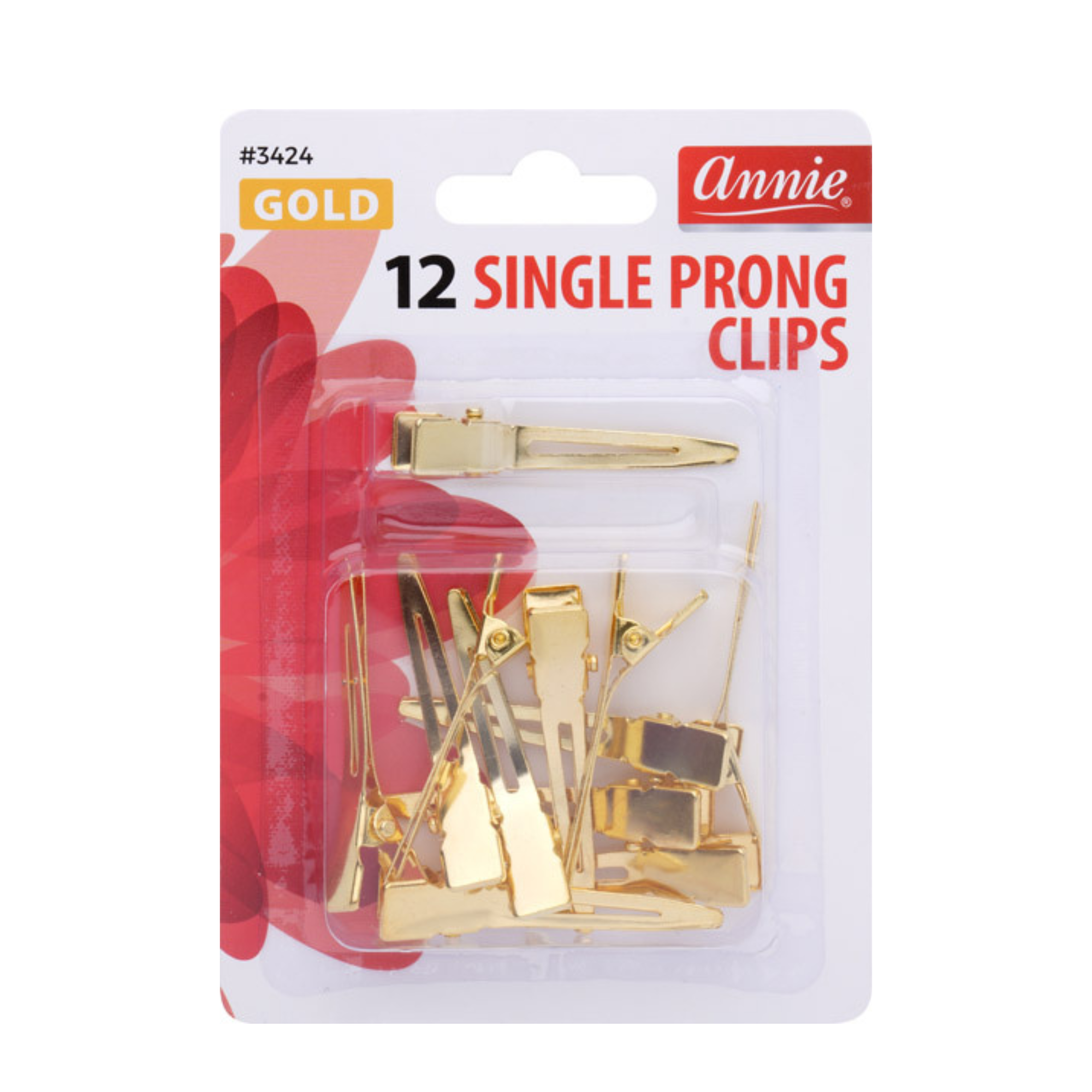 Annie Single Prong Clips, 12 Count, Gold
