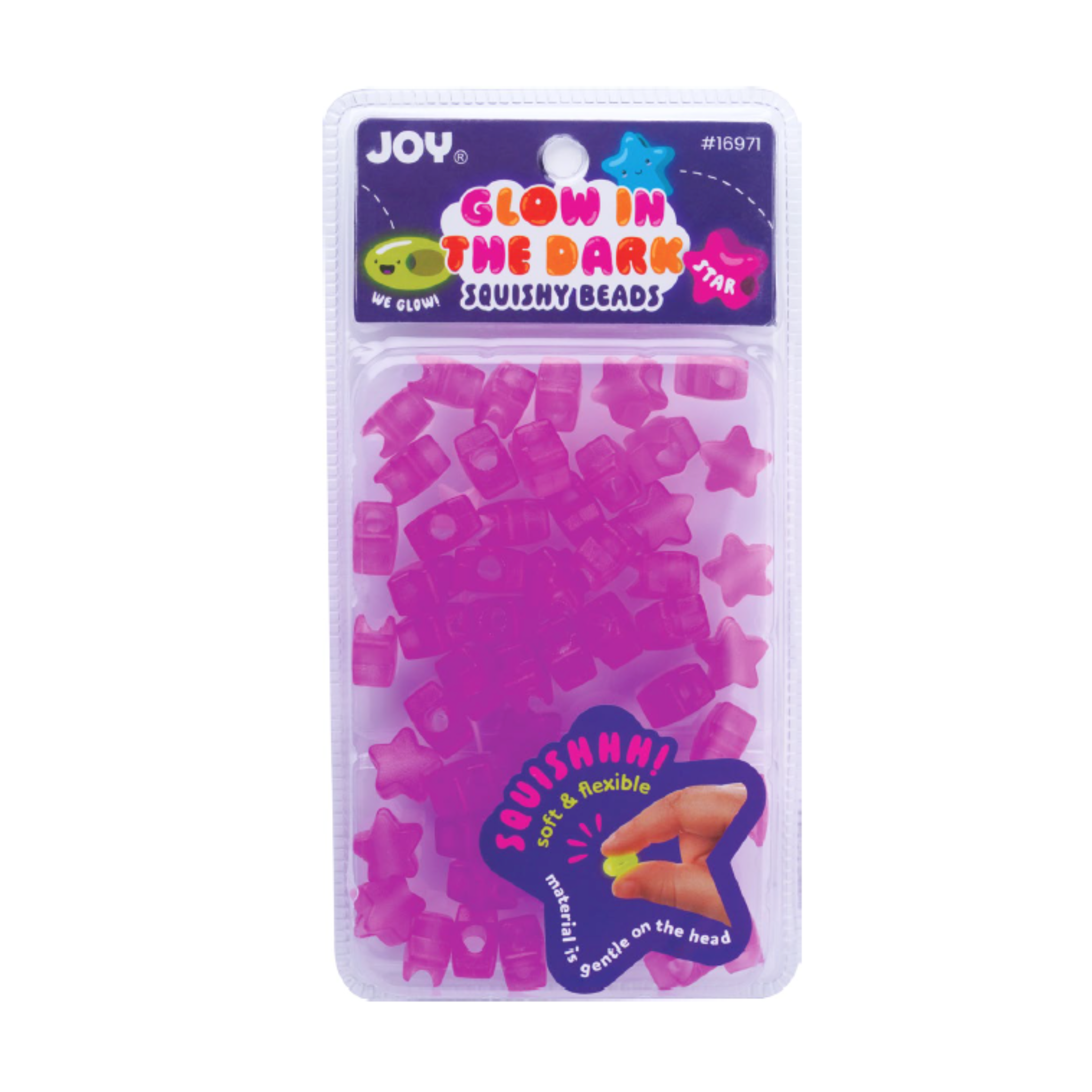 Joy Star Squishy Beads XX-Large, 60 Count, Glow-In-The-Dark Purple