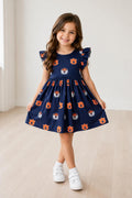 Auburn Blue Aubie Flutter Twirl Dress