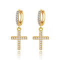 Cross Dangle Earrings with AAAAA Cubic Zirconia