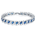 Cubic Zirconia Tennis Bracelet with Marquise Cut Sapphire and Clear AAA+ Cubic Zirconia