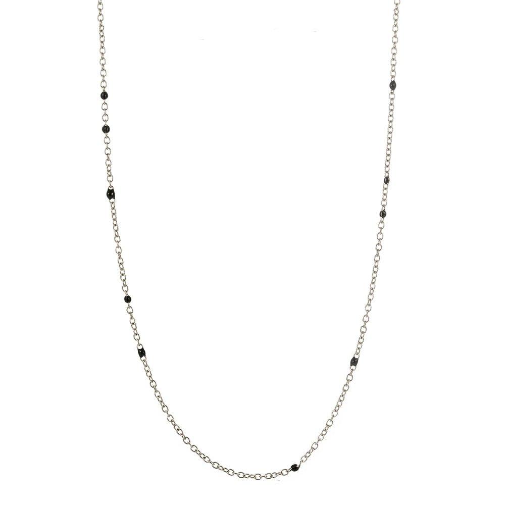 Dainty Black Onyx Beaded Link Necklace