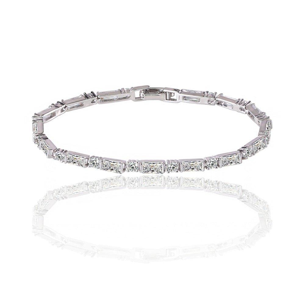 Dainty Cubic Zirconia Tennis Bracelet with Emerald and Round Cut AAA+ Cubic Zirconia