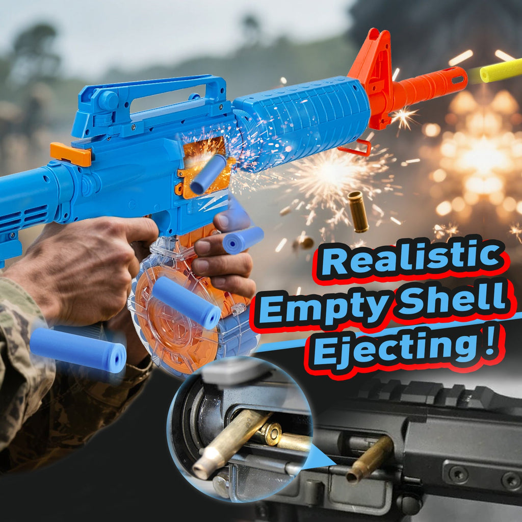 M16 Foam Dart Blaster – Semi-Automatic Electric Rifle with 22-Round Magazine & Shell Ejection