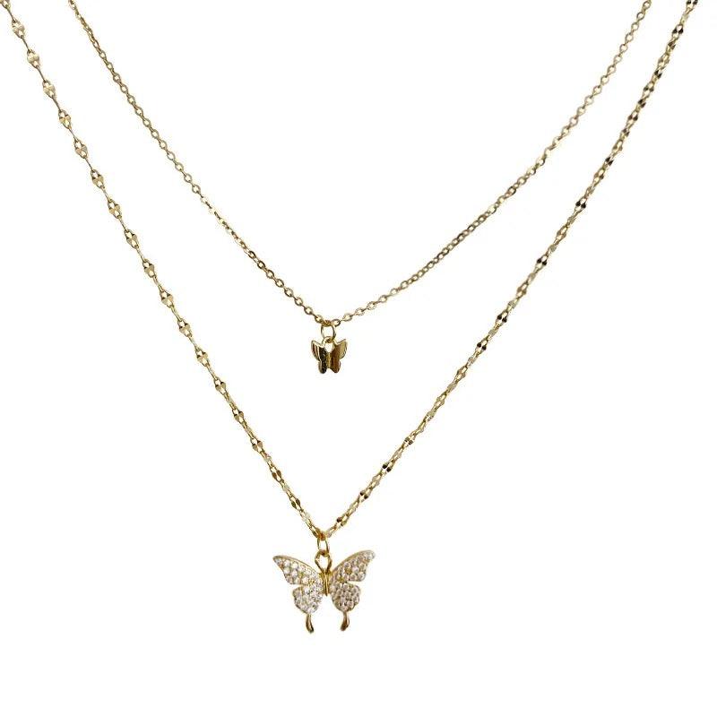 Fluttering Elegance Butterfly Two Layer Necklace