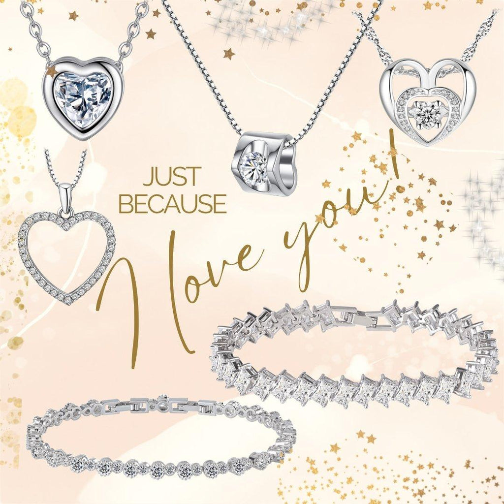 Heart CZ Tennis Bracelet with White Diamond Cubic Zirconia