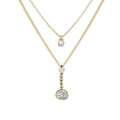 Layered Necklace with Druzy Stone and Cubic Zirconia Pendant