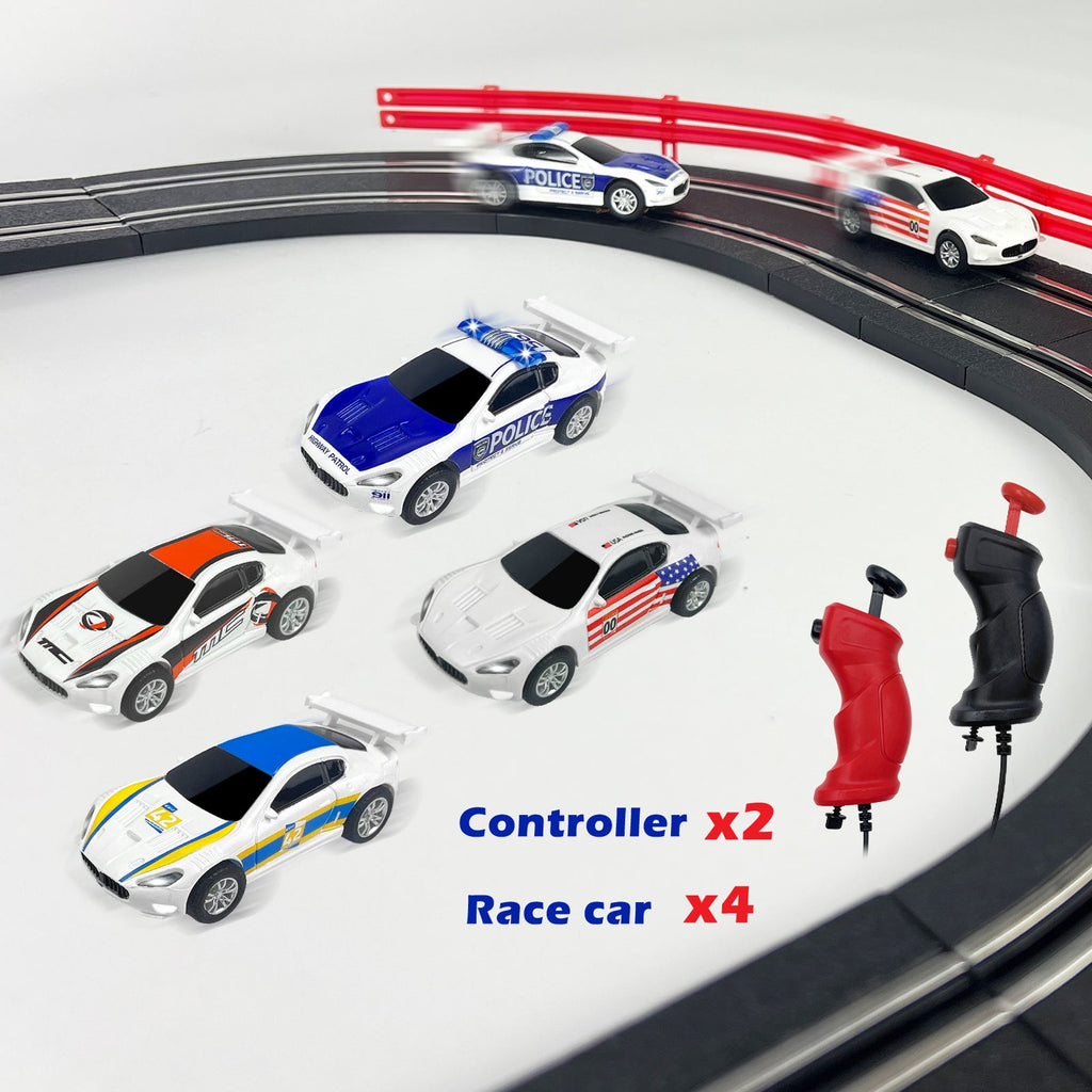 MR-02 Slot Car Racing Set – Deluxe Electric Race Track with 4 Cars & Dual Controllers