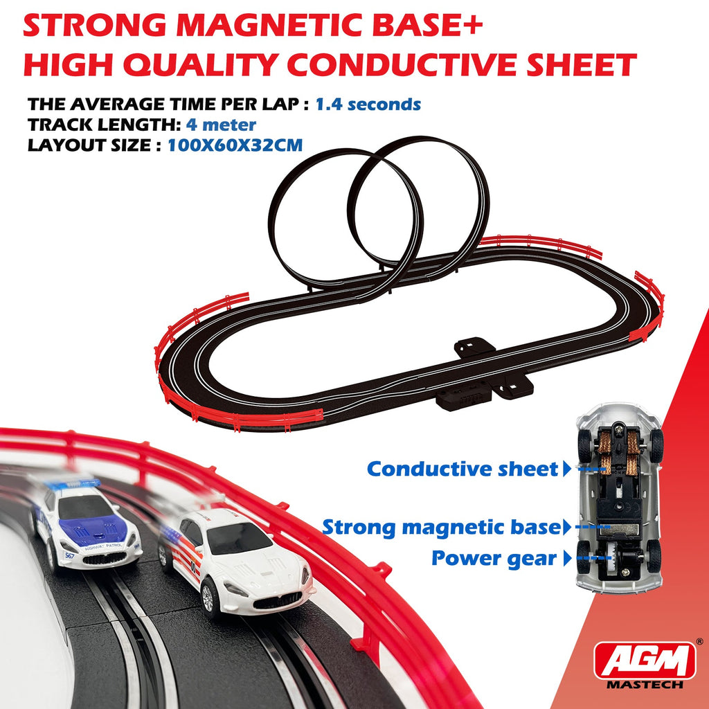 MR-02 Slot Car Racing Set – Deluxe Electric Race Track with 4 Cars & Dual Controllers