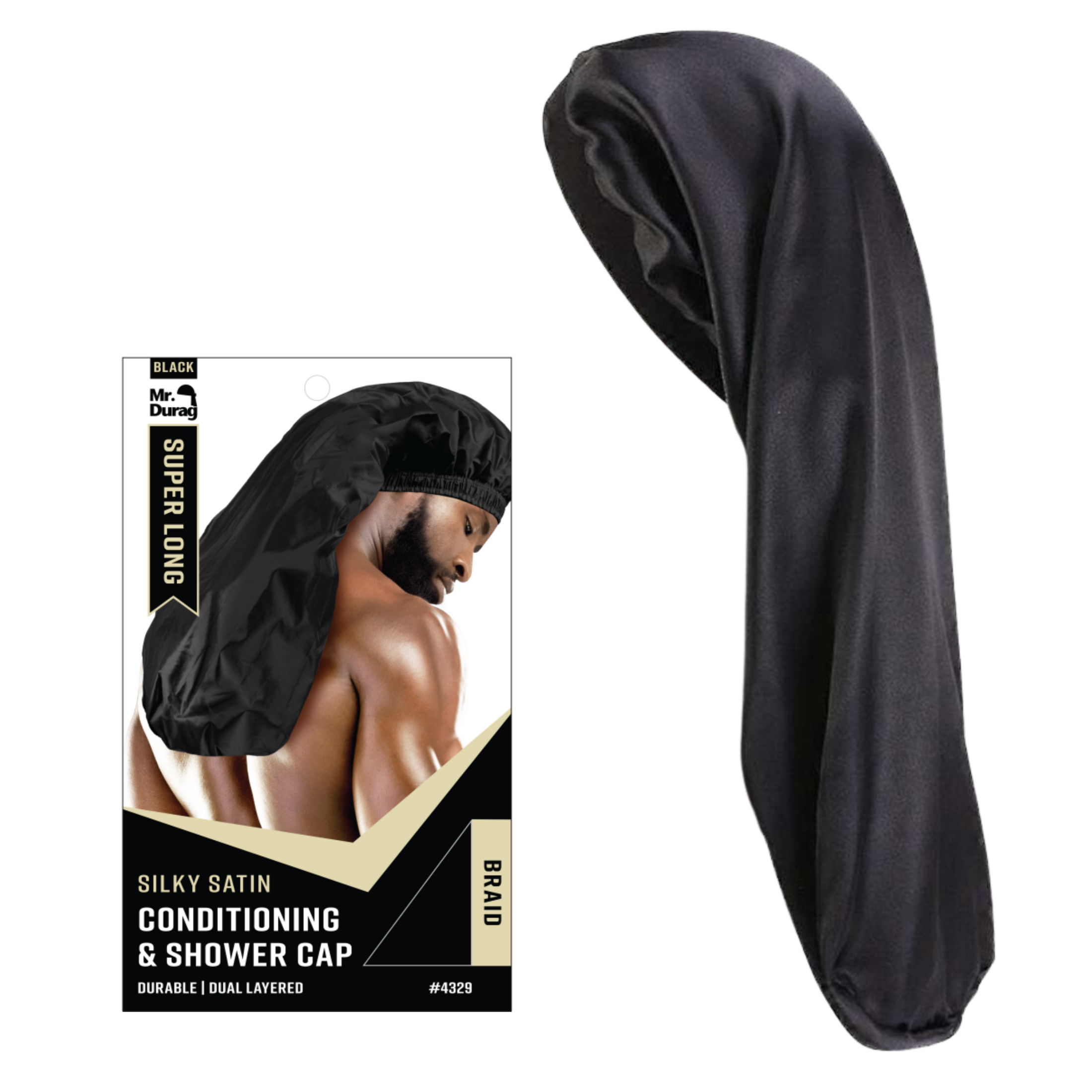 Mr. Durag Shower & Conditioning Cap Braid, 1 Count, Black