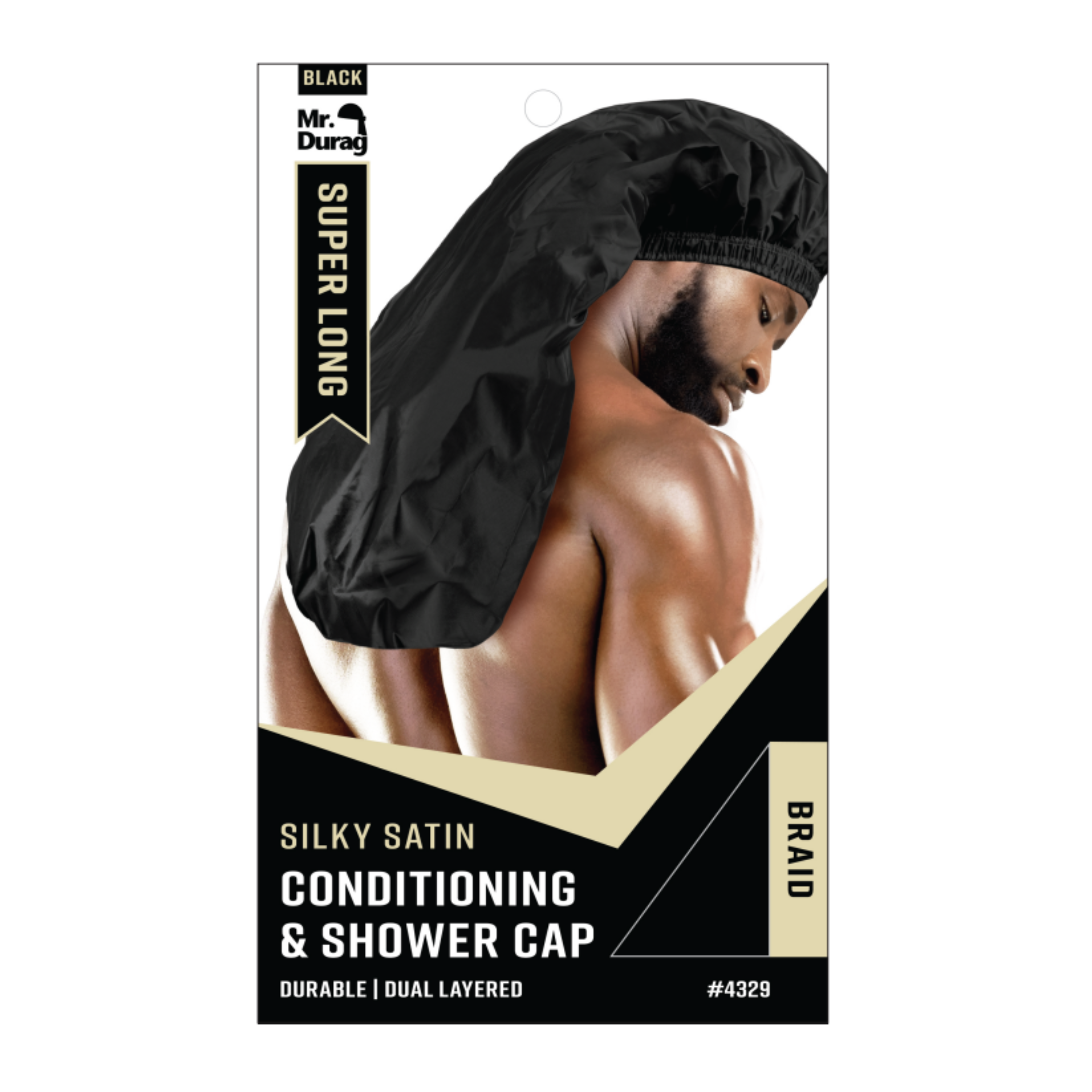 Mr. Durag Shower & Conditioning Cap Braid, 1 Count, Black