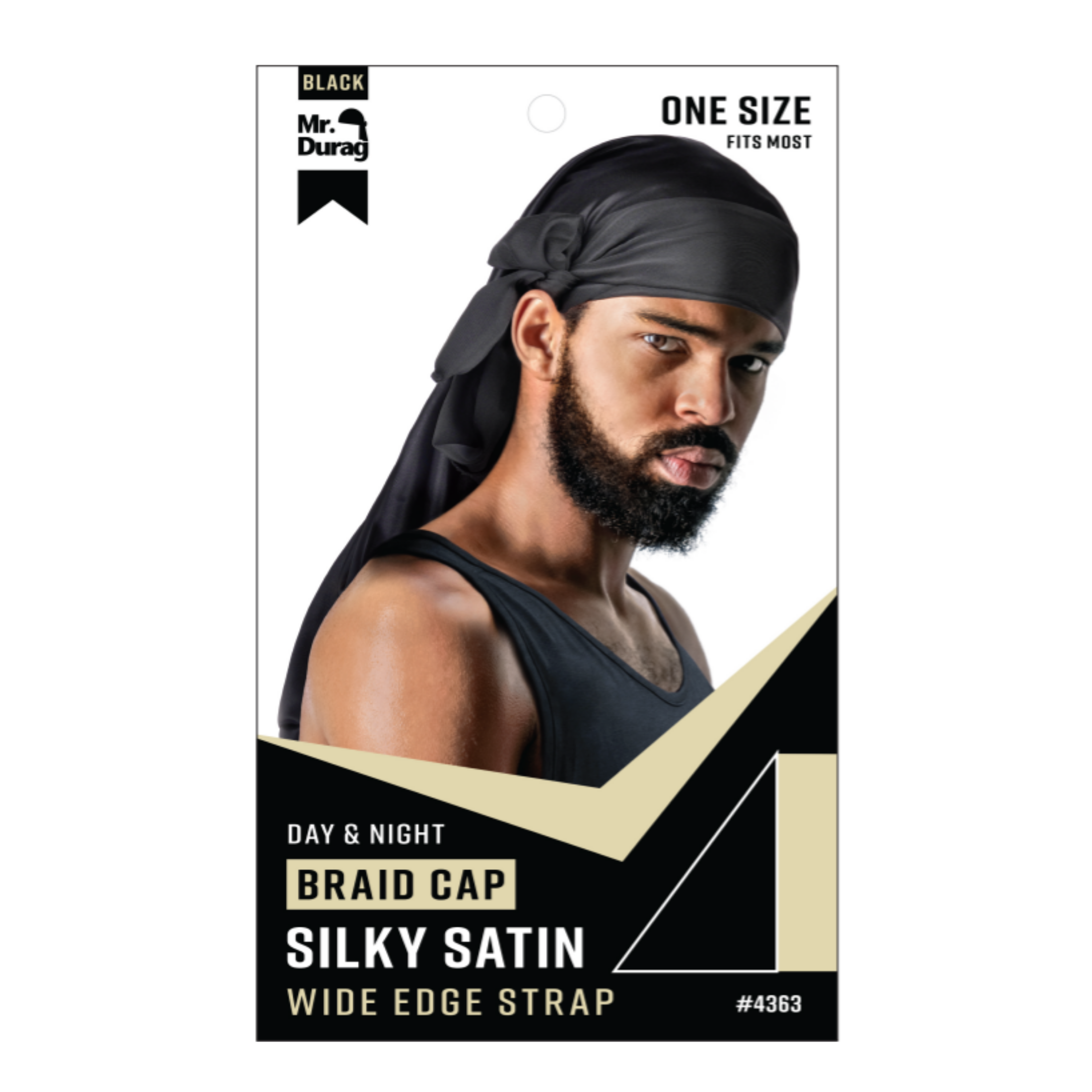 Mr. Durag Silky Satin Strap Day & Night Braid Cap, 1 Count, Black