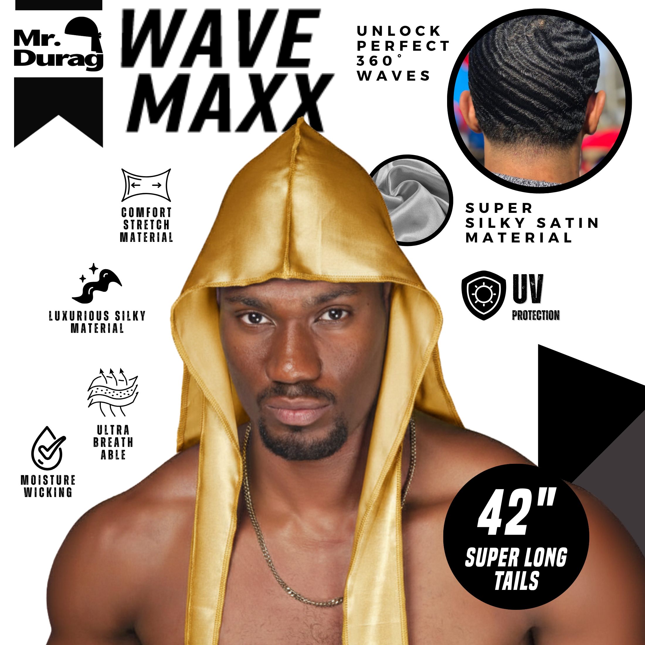 Mr. Durag Wave Maxx Silky Satin Durag, 1 Count, Assorted Vibrant