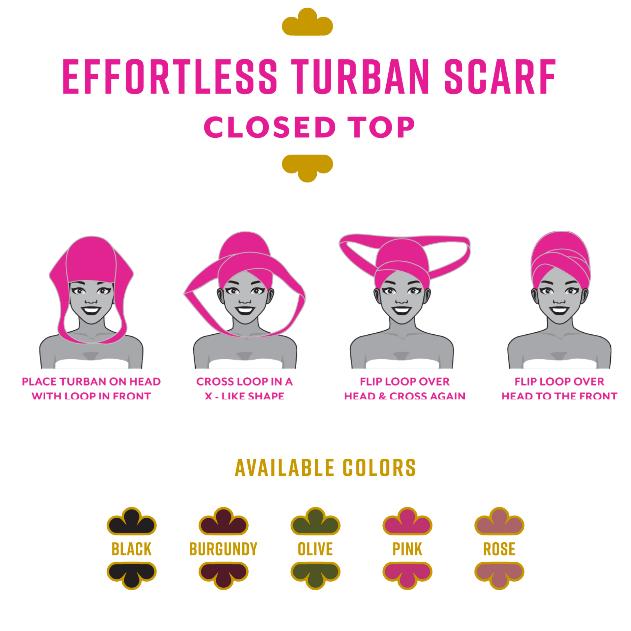 Ms. Remi Effortless Turban Scarf Close Top, 1 Count, Pink & Rose