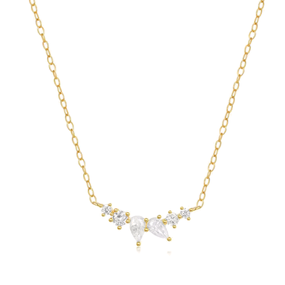 Mystique Delicate Necklace with Pear and Round Cut Cubic Zirconia
