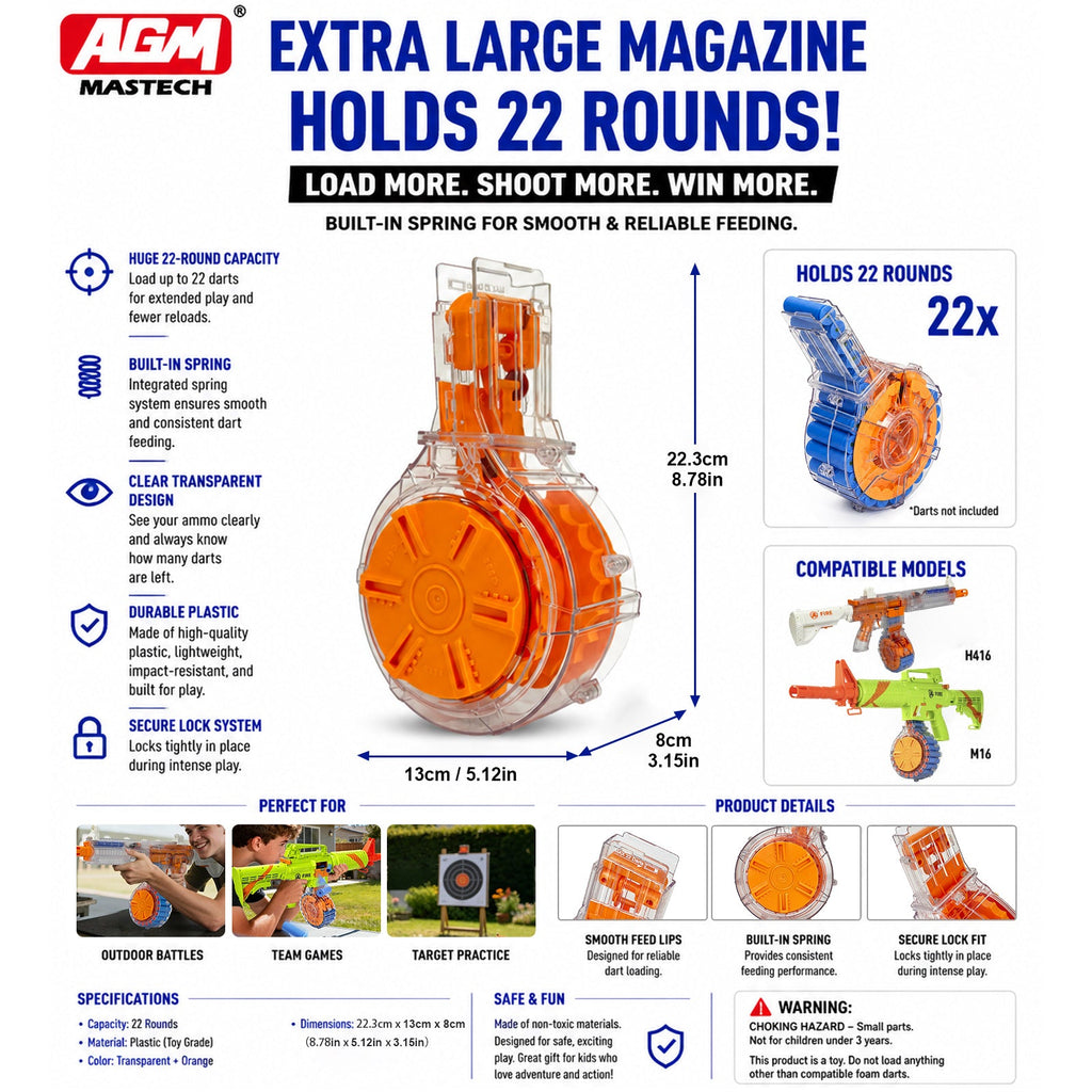H416&M16 22-Round Transparent Drum Magazine