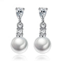 Pearl Drop Earrings with Cubic Zirconia  Accents Earrings