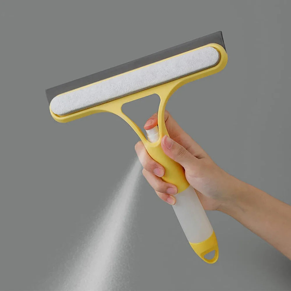 3 in 1 Window Cleaning Squeegee Multi Function Glass Mirror Wiper with Spray Bottle Microfiber Scrub Household Car Cleaner Tools