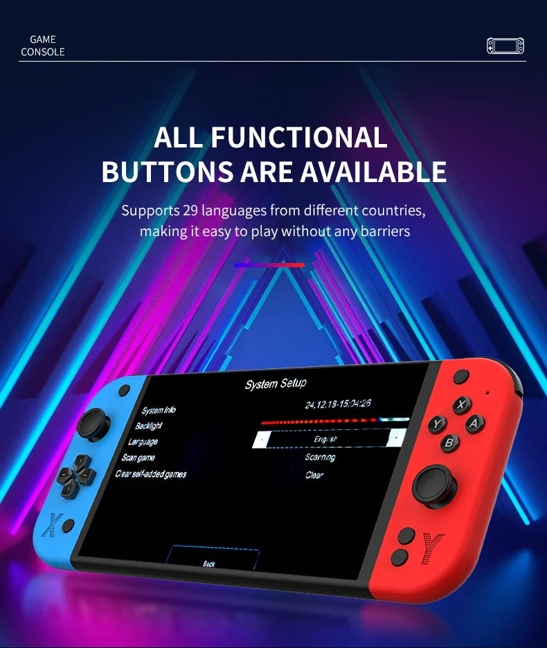 G90 Handheld Game Console – 7-inch 64GB Retro Arcade Gaming Device