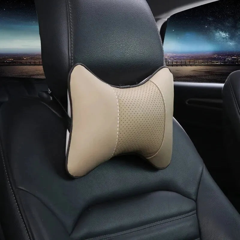 Car Neck Pillow – PU Leather Headrest Cushion for Comfort