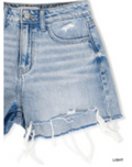CUT OFF DISTRESSED DENIM SHORTS - ZENANA