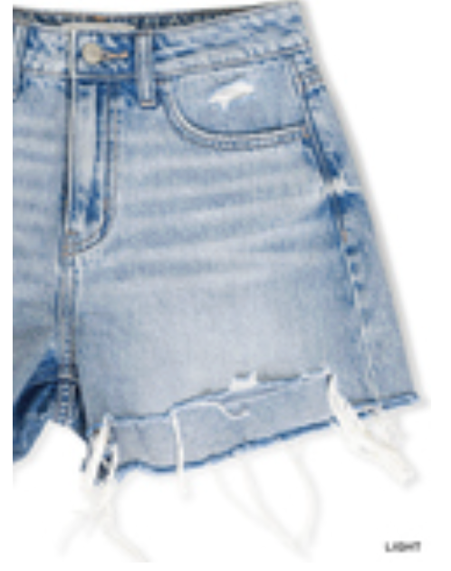 CUT OFF DISTRESSED DENIM SHORTS - ZENANA