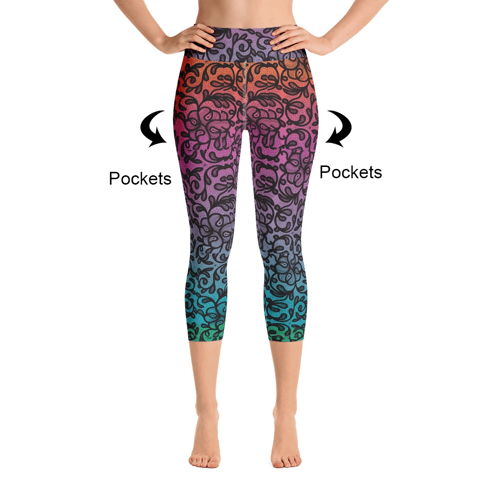 Rainbow Ombre Lace Capri Leggings