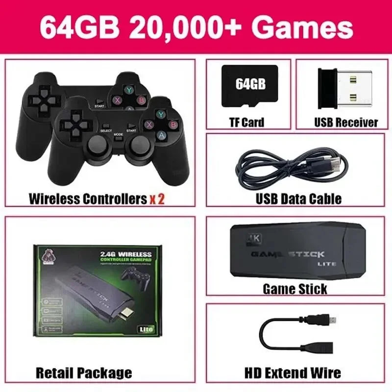 20000 Games Mini Game Console – 4K HD Retro Handheld TV Stick